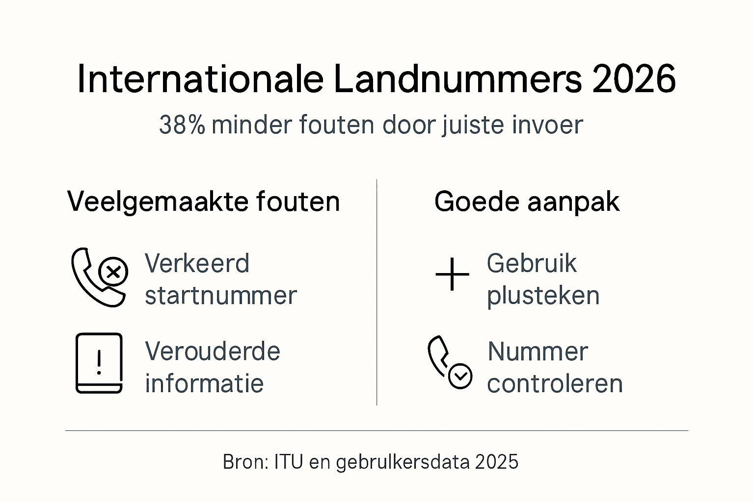Infographic: veelgemaakte fouten bij landnummers en hoe je ze correct invoert