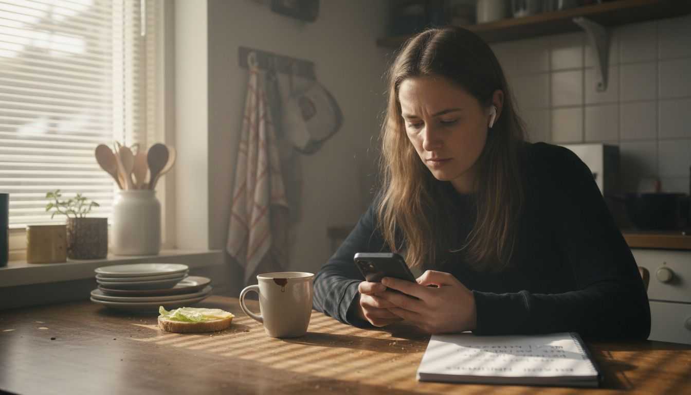 Vrouw probeert VoIP-gesprek uit op haar smartphone