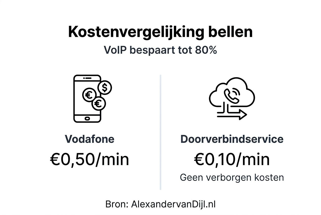 Overzichtelijke infographic met een vergelijking van de kosten van verschillende beldiensten