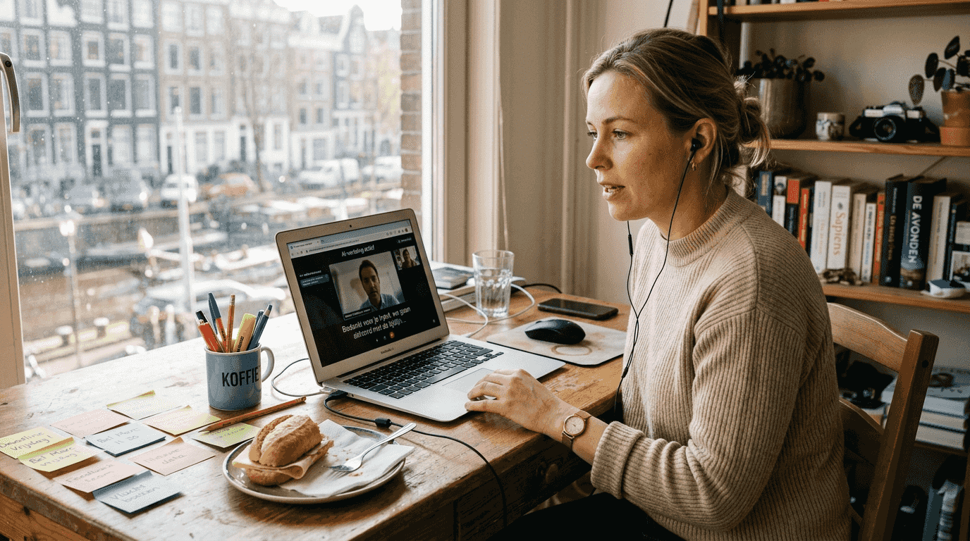Vrouw voert internationaal telefoongesprek met hulp van AI