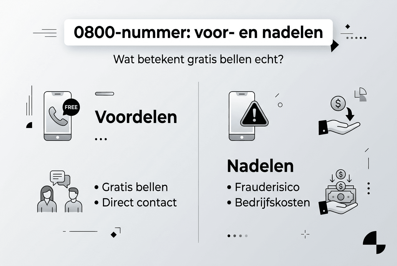 Overzichtelijke infographic met de plus- en minpunten van 0800-nummers