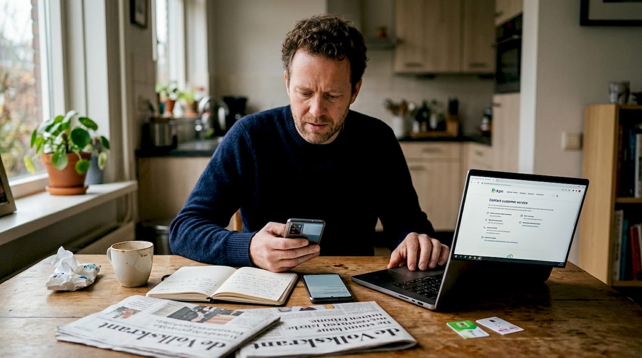 Man probeert contact te krijgen met de internationale klantenservice