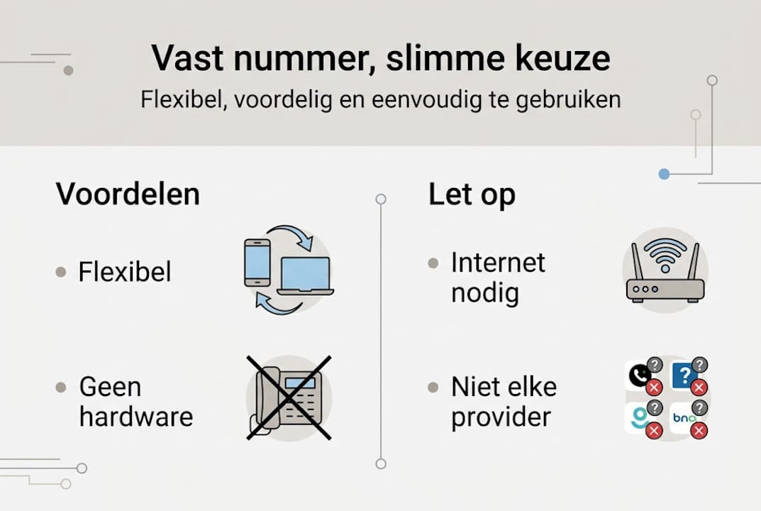 Infographic: de pluspunten en belangrijke aandachtspunten van bellen naar een vast nummer op een rij
