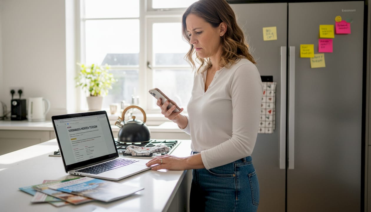 Vrouw onderzoekt verschillen in belkosten naar het buitenland