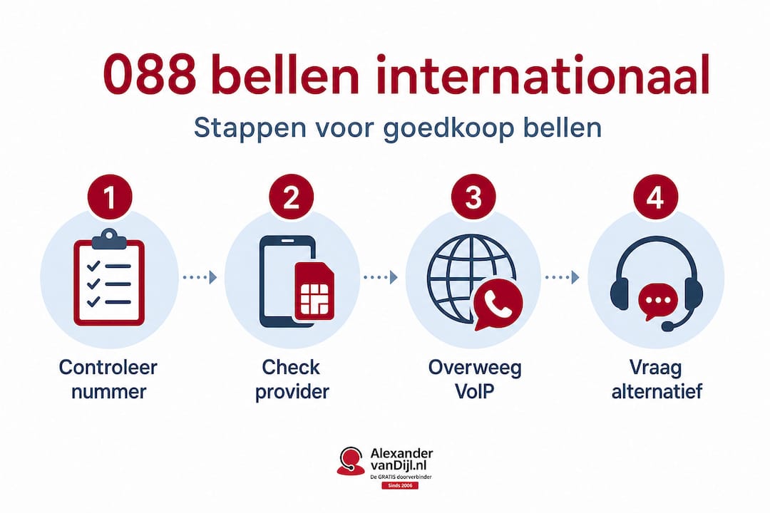 Infographic: in vier eenvoudige stappen voordelig bellen naar 088-nummers