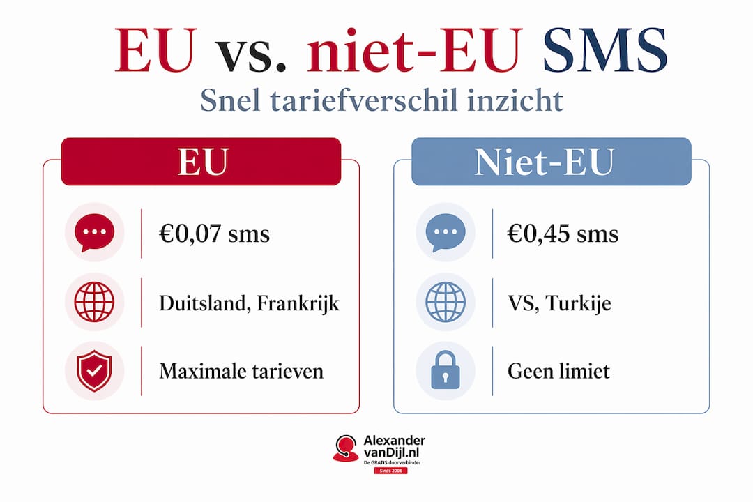 Infographic laat zien: wat betaal je voor sms'jes binnen de EU en daarbuiten?
