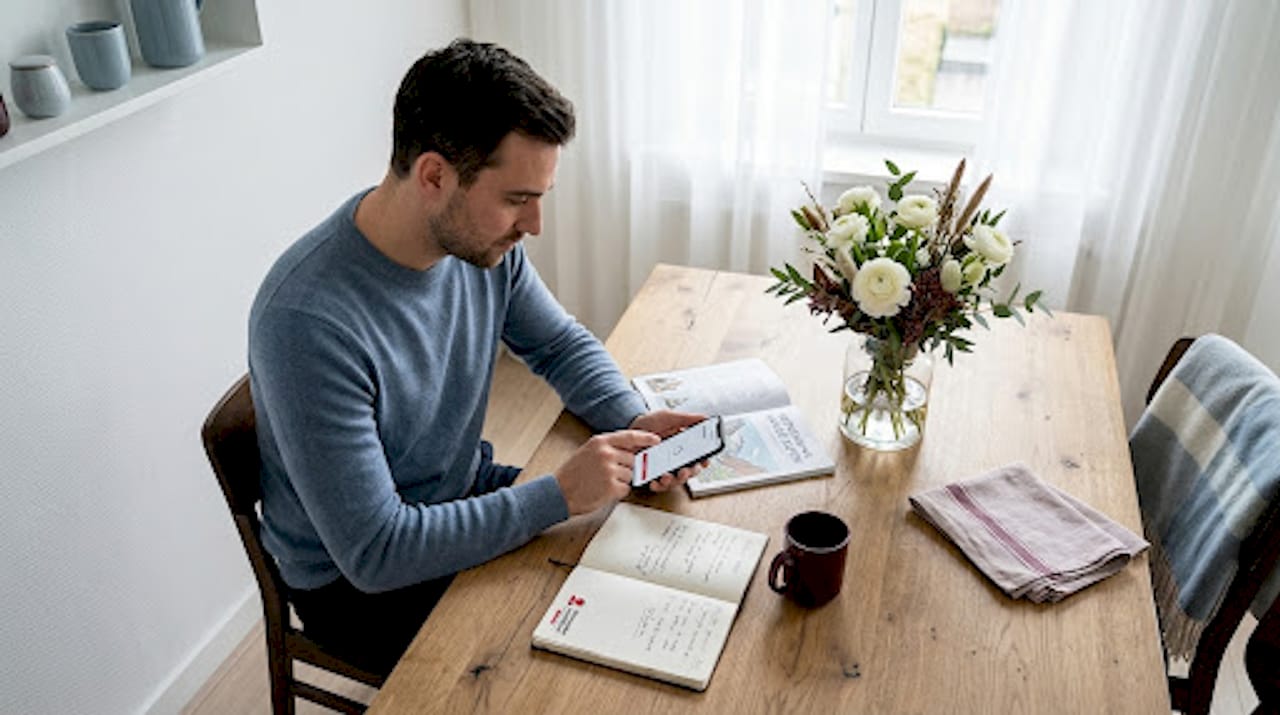 Thuis kiest een man op zijn smartphone het wifi-netwerk uit.