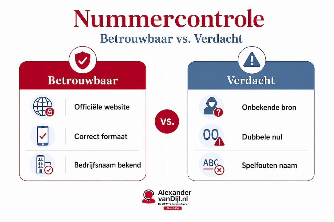 Infographic laat het verschil zien tussen betrouwbare en verdachte telefoonnummers