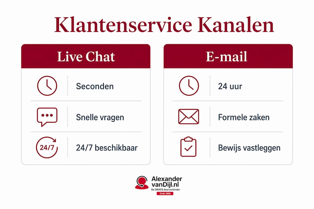 Overzichtelijke infographic waarin de verschillende kanalen voor klantenservice met elkaar worden vergeleken.