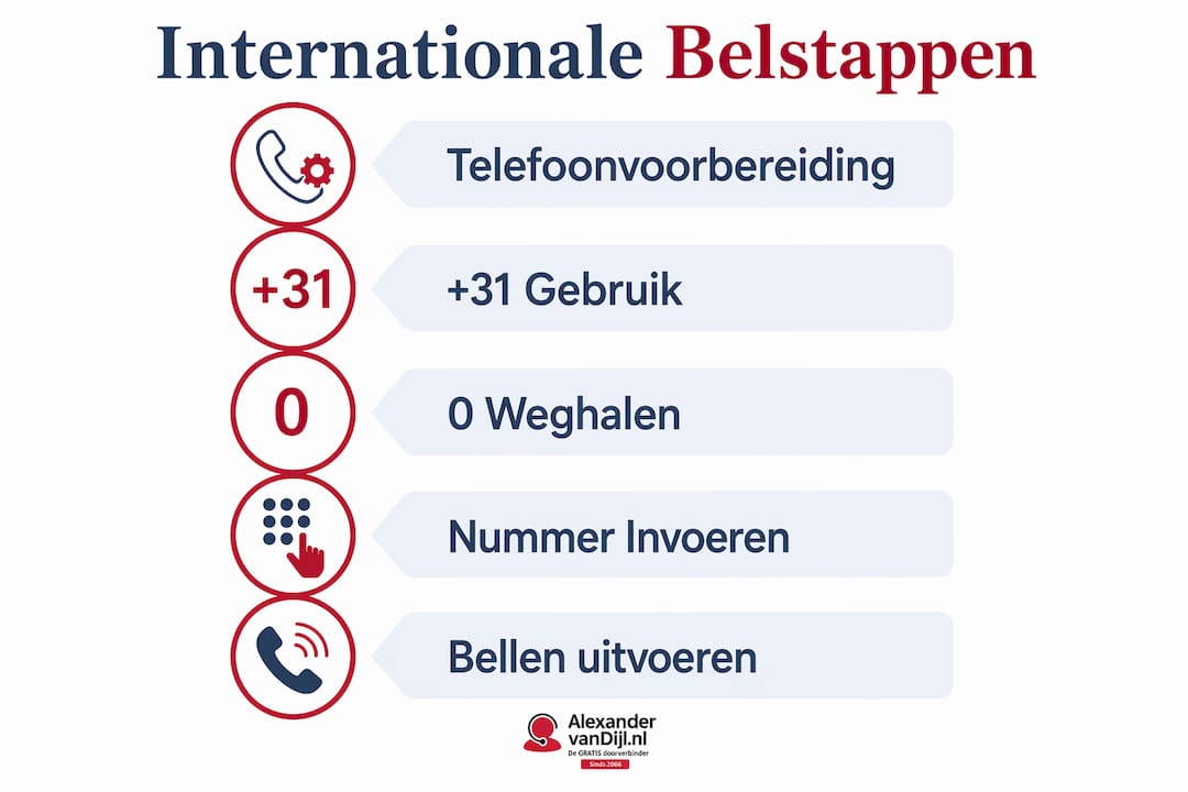 Infographic met een duidelijk stappenplan voor internationaal bellen