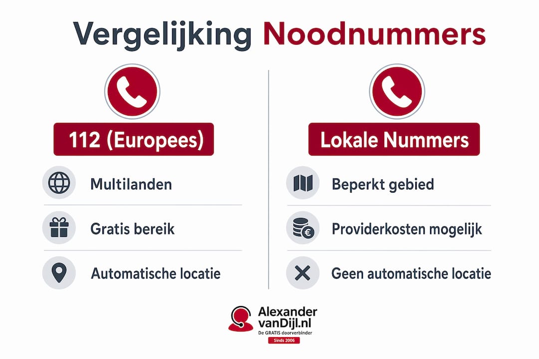 Infographic: 112 vergeleken met regionale noodnummers