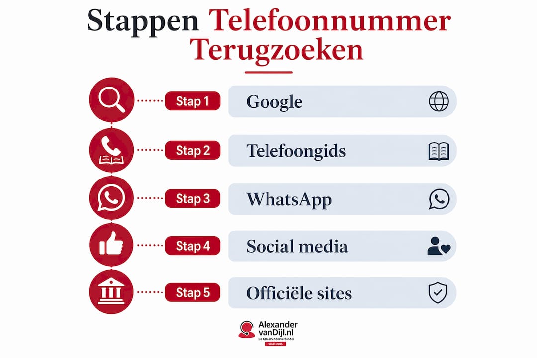 Infographic: Zo kun je stap voor stap een telefoonnummer achterhalen
