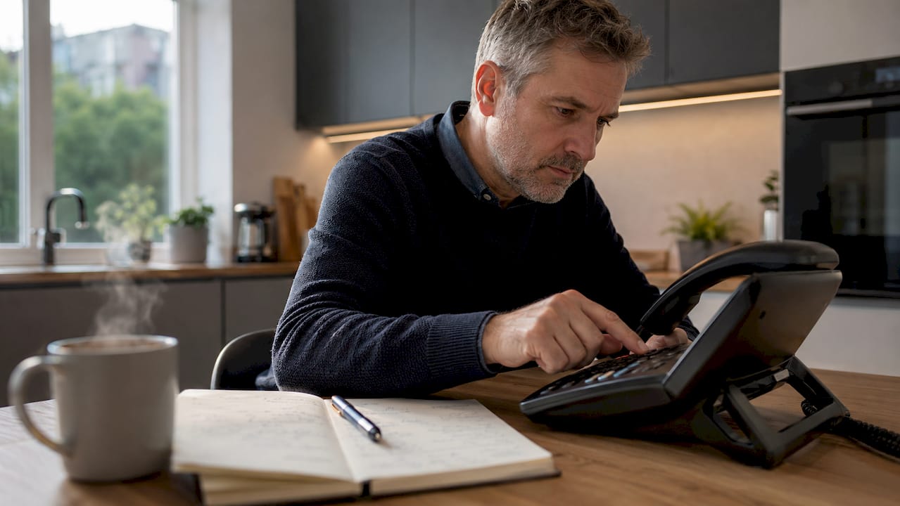Man stelt sneltoets in op zijn vaste telefoon