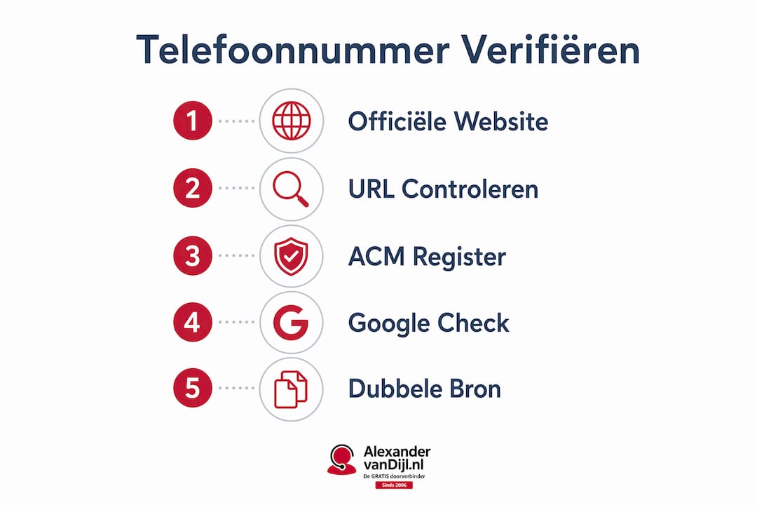 Infographic met een overzicht van de stappen om je telefoonnummer te verifiëren