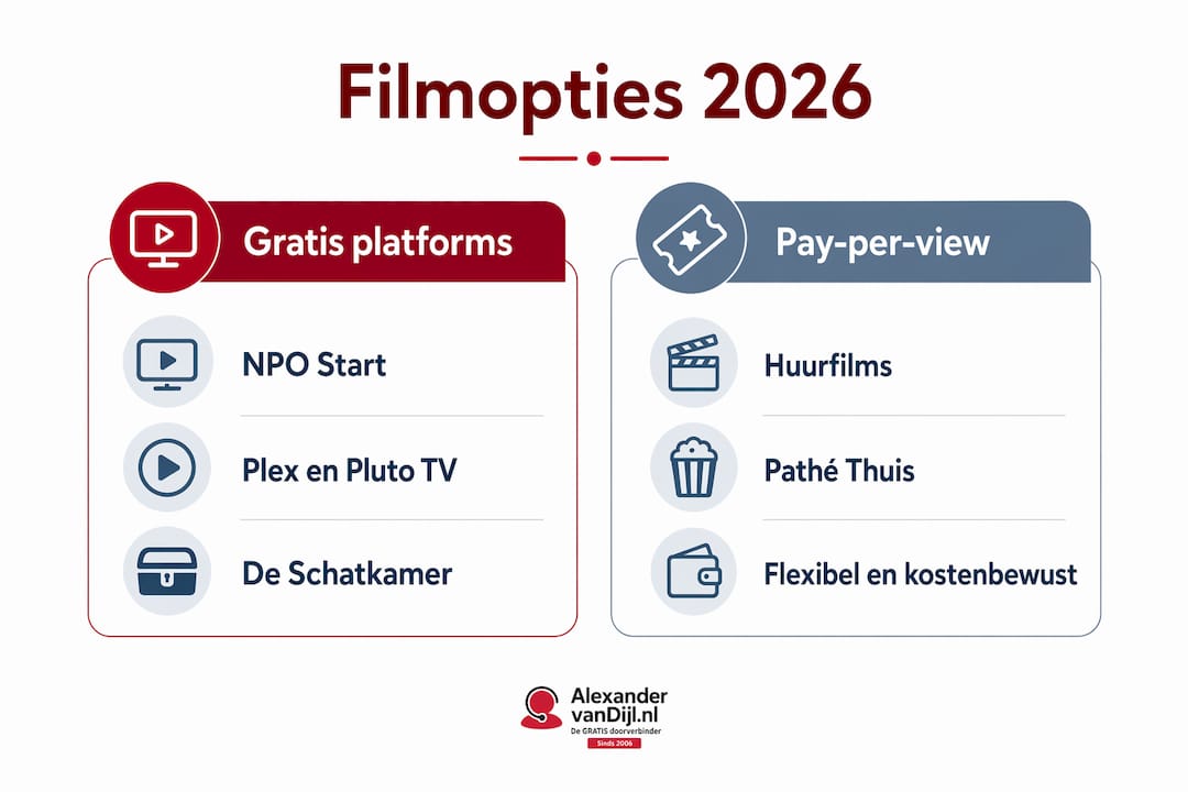 Infographic: de voor- en nadelen van gratis films kijken versus betaalde films on demand