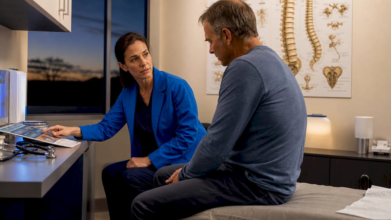 Physician consulting patient in outpatient clinic
