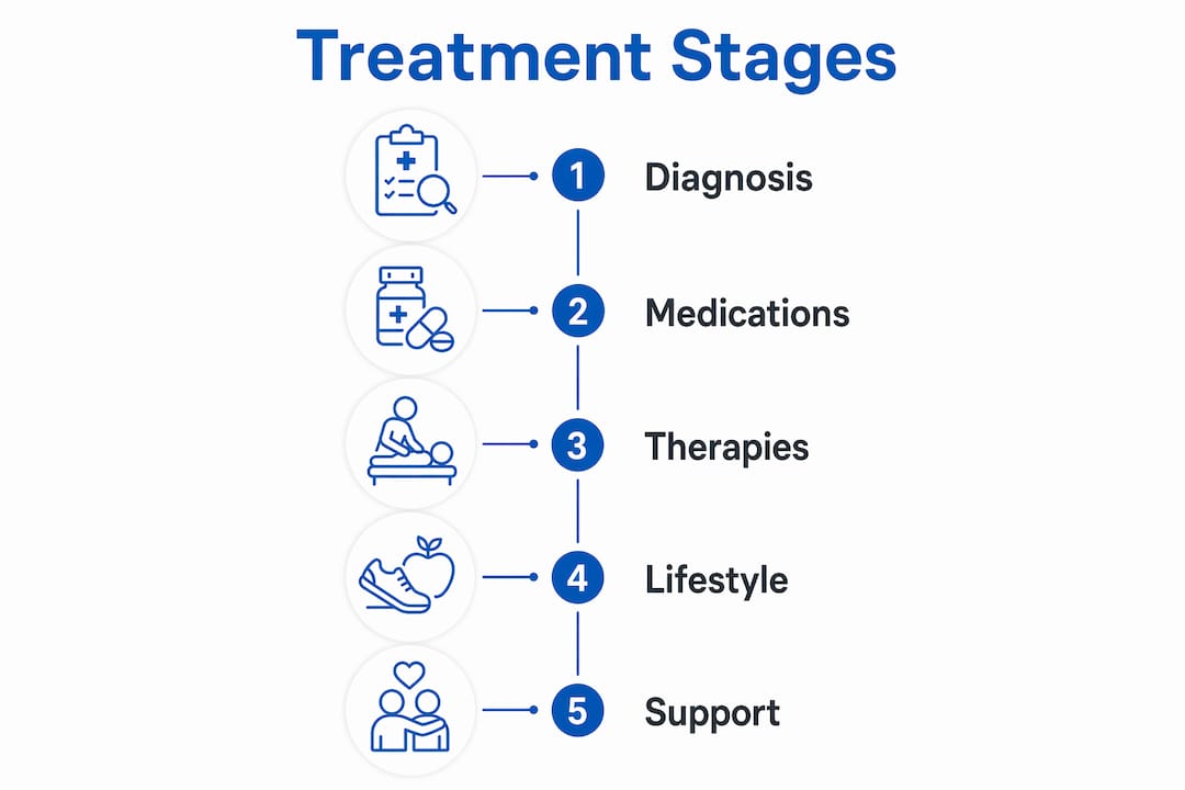 Infographic outlining treatment stages for functional pain