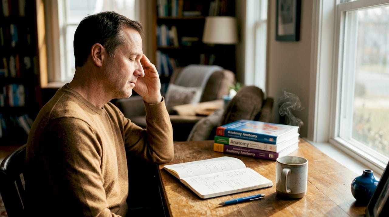Man contemplating brain pain processes