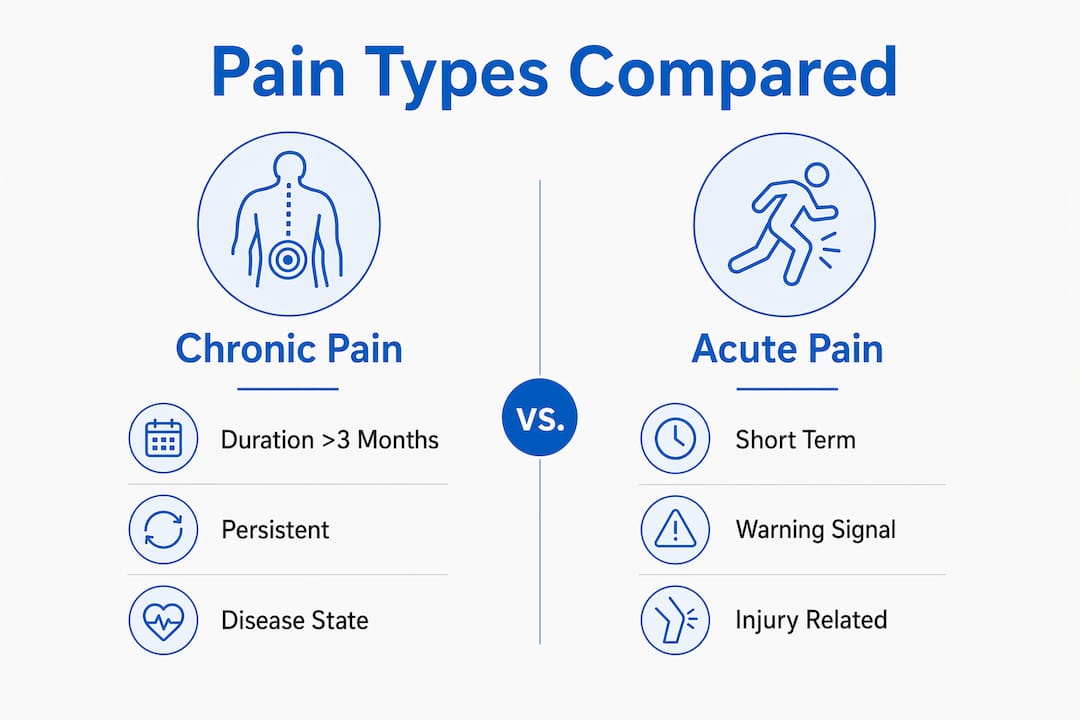 Infographic comparing chronic and acute pain