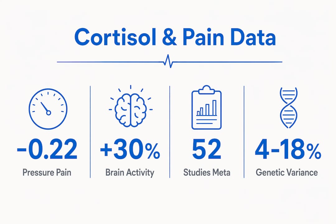 Infographic showing cortisol-related pain research statistics