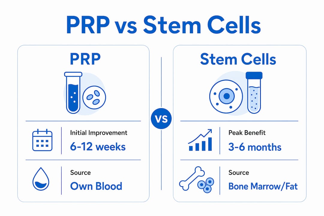 Infographic comparing PRP and stem cell therapies