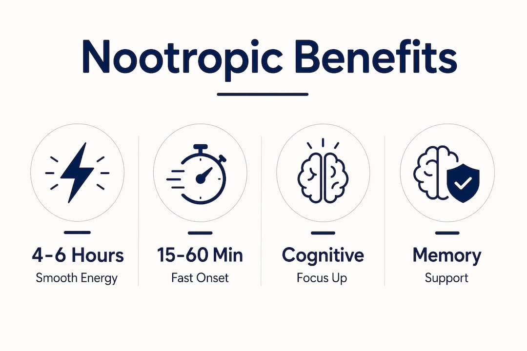 Infographic showing benefits of nootropic beverages