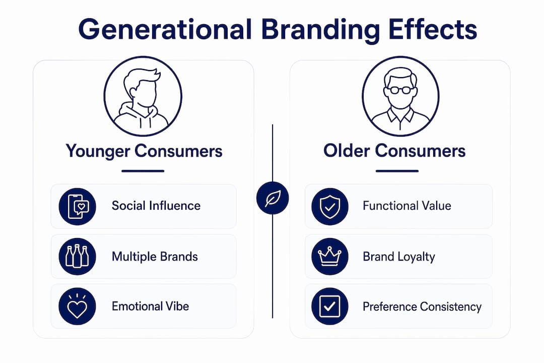 Infographic comparing generational beverage branding effects