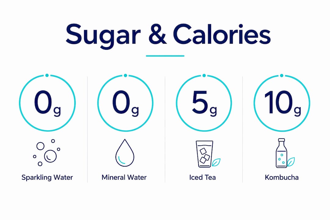 Infographic comparing sugar and calorie content of beverages