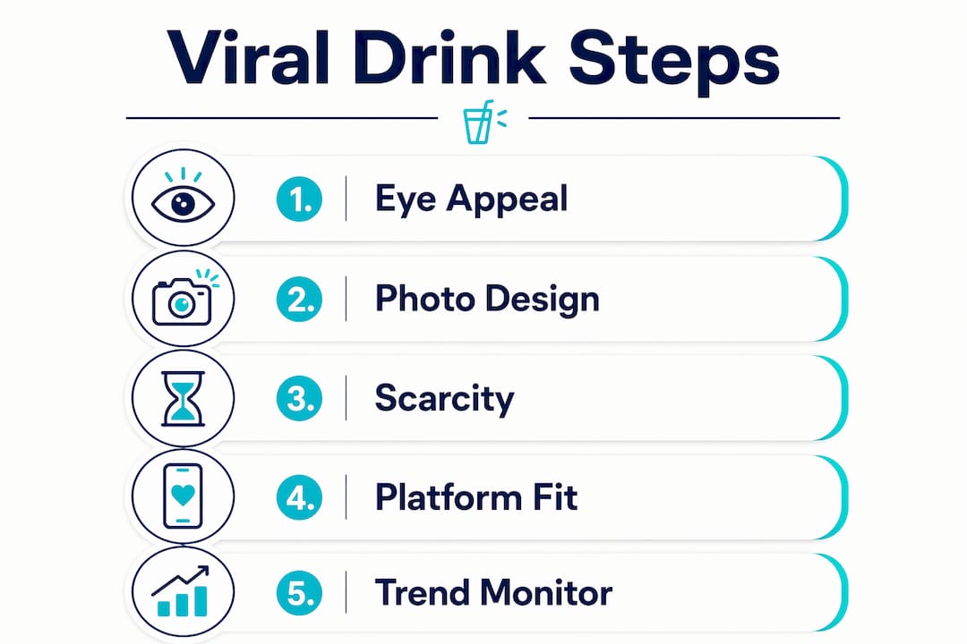 Infographic illustrating steps to create viral drinks
