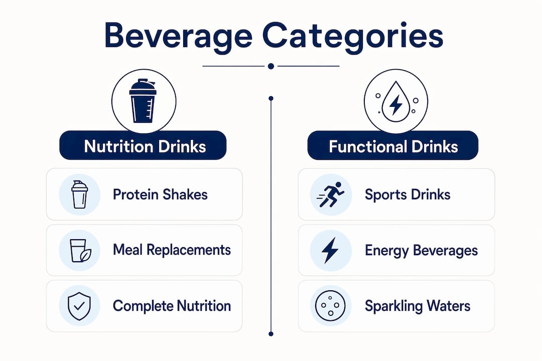 Infographic comparing nutrition and functional beverage categories