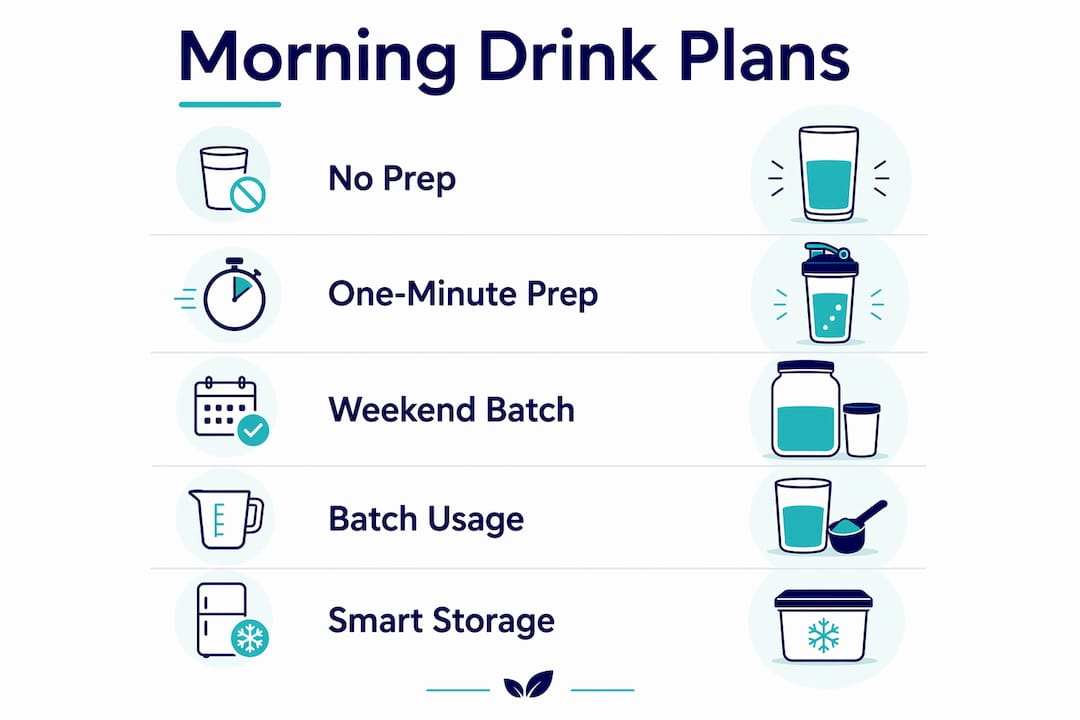 Infographic illustrating quick morning drink preparation steps
