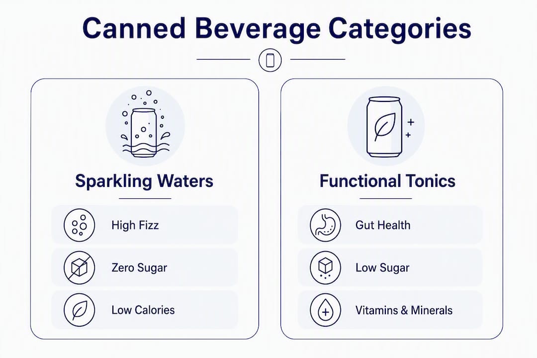 Infographic comparing canned beverage categories