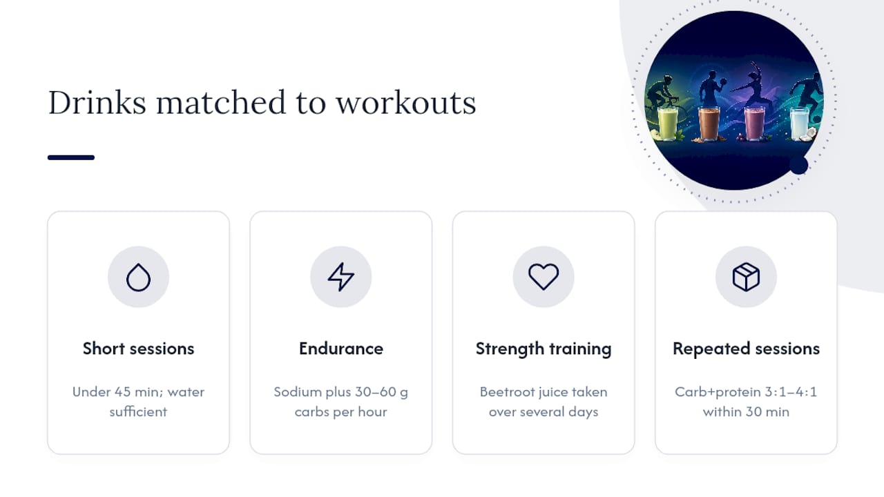 Diagram matching drink types to workout categories