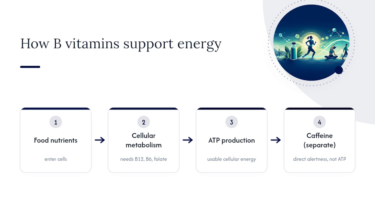 B vitamins supporting energy metabolism