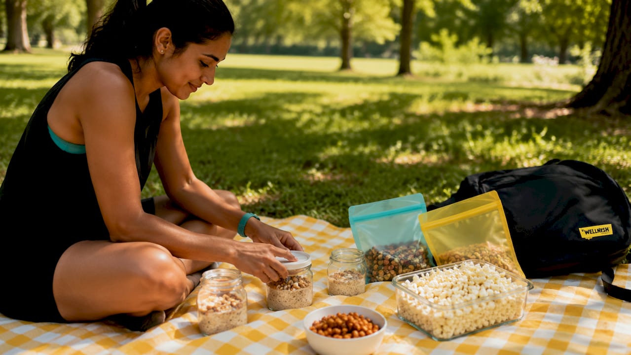Hands preparing homemade snacks in kitchen