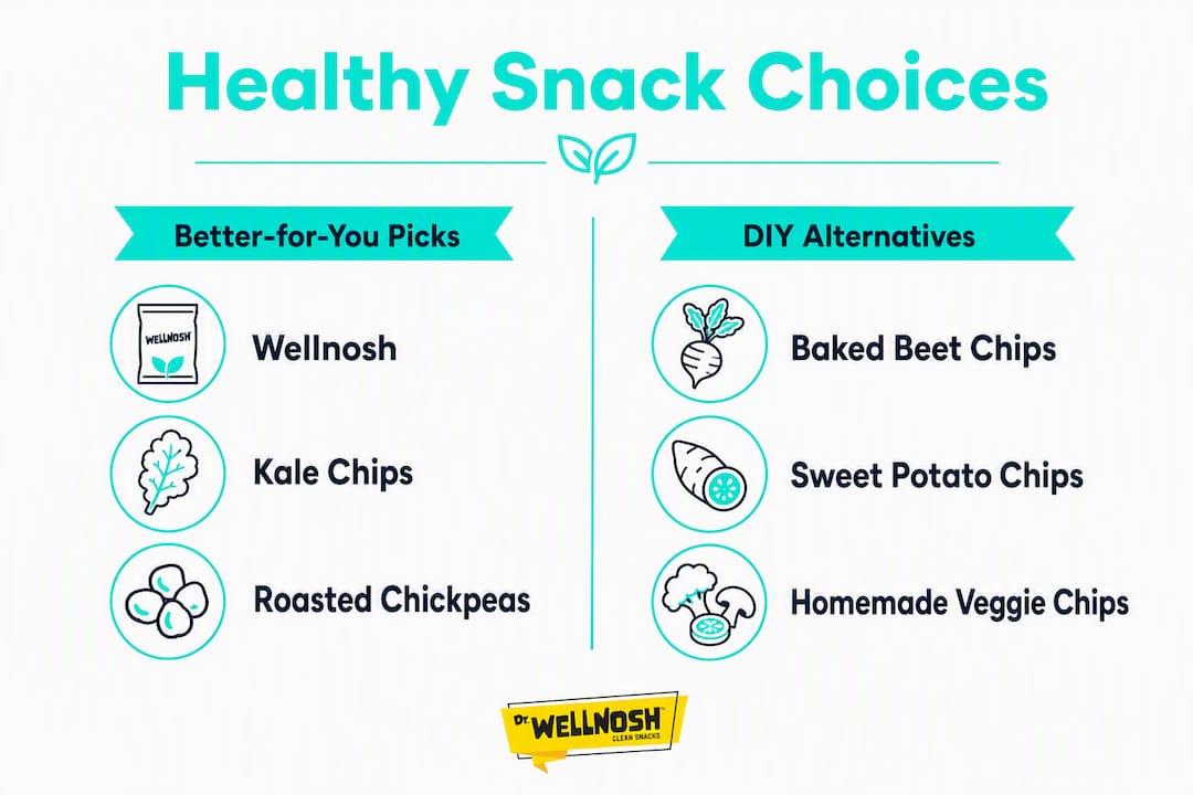 Infographic comparing store-bought and DIY healthy chip alternatives