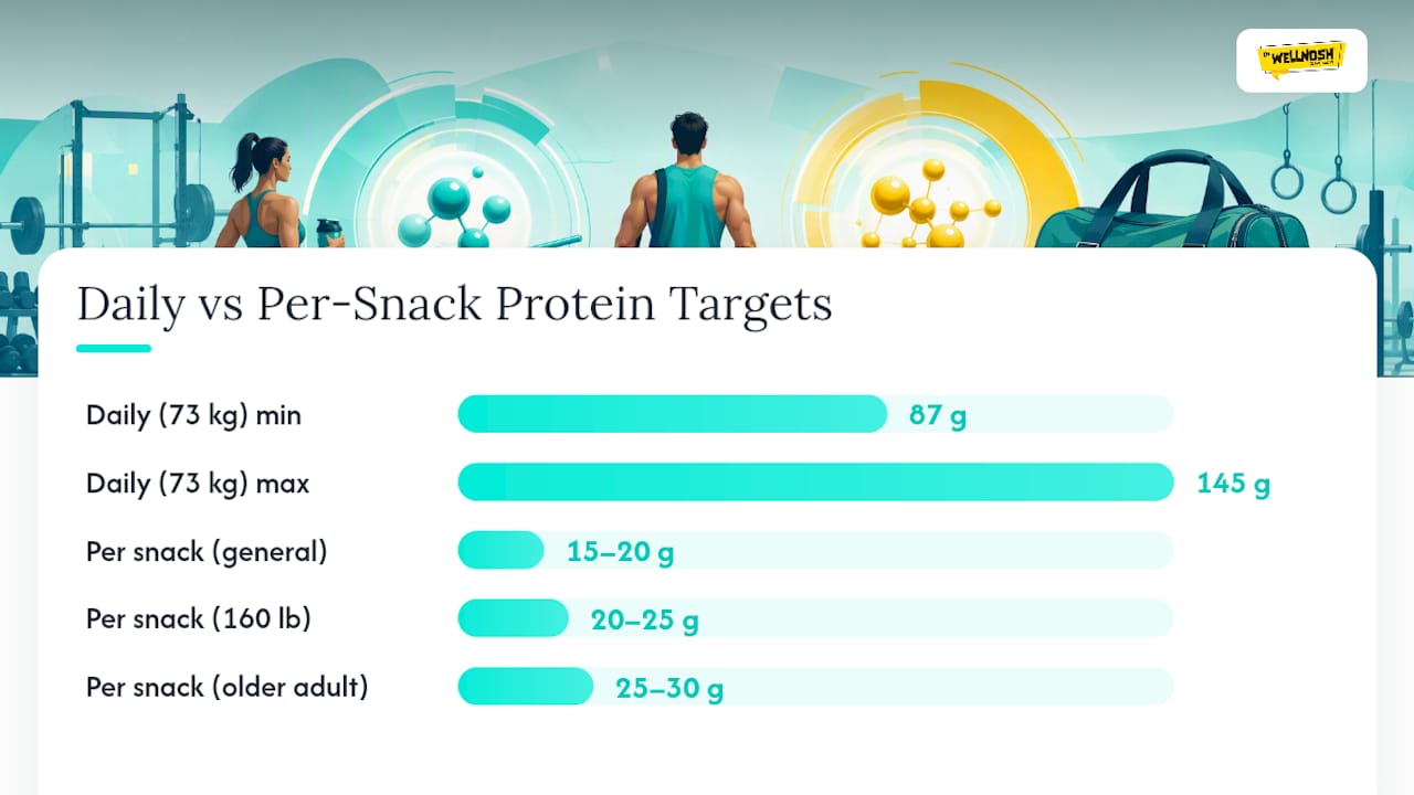 Diagram of protein intake guidelines and snack targets