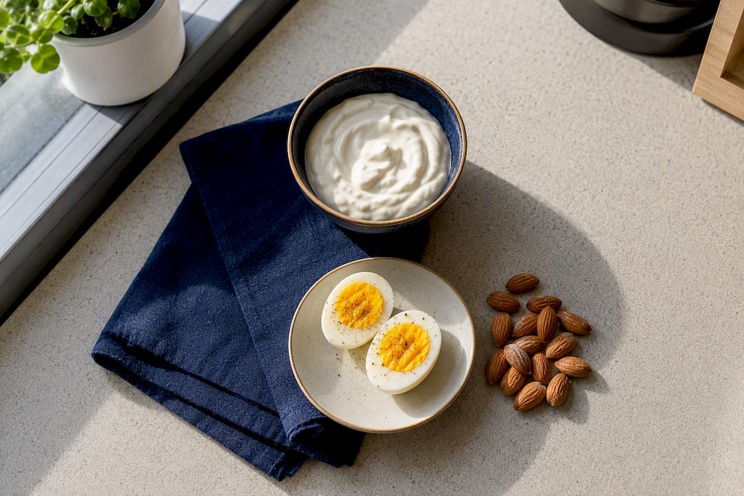Egg yogurt and almonds protein pairing