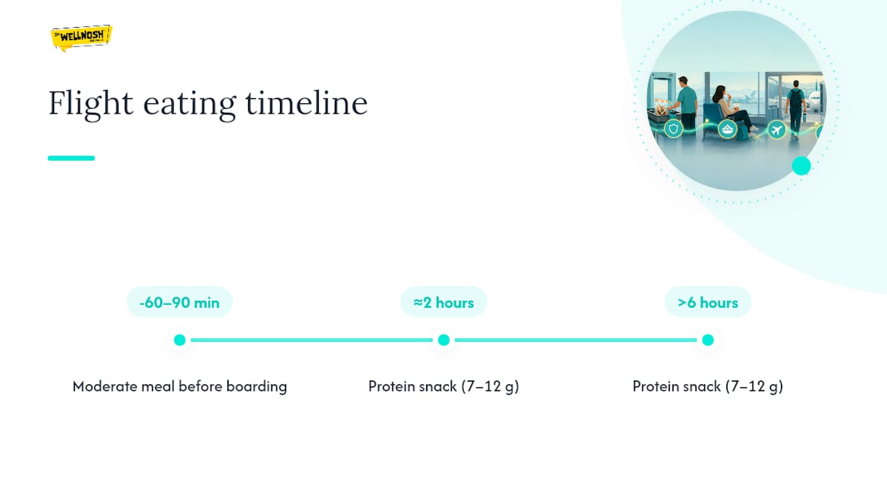 Timeline for timing protein snacks during flights