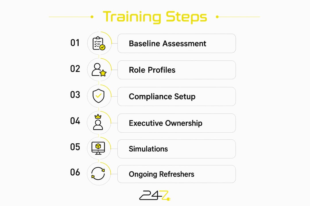 Infographic showing employee cybersecurity training process