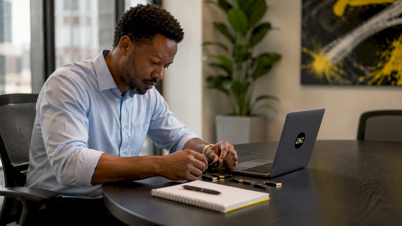 Healthcare IT specialist handling security keys