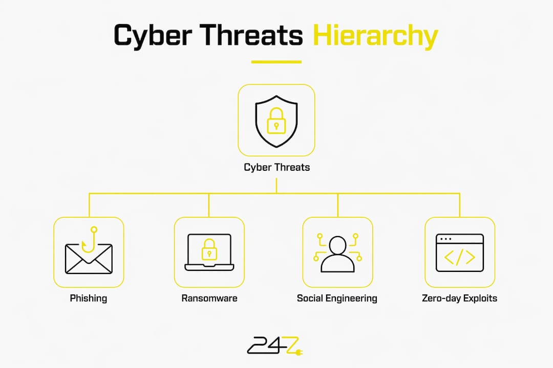Infographic depicting hierarchy of cyber threat types