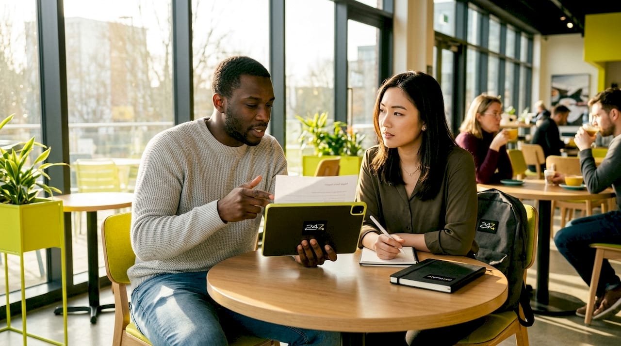 IT team discussing email security in office