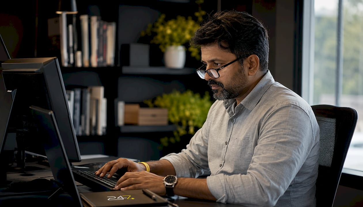 IT professional monitoring cybersecurity systems