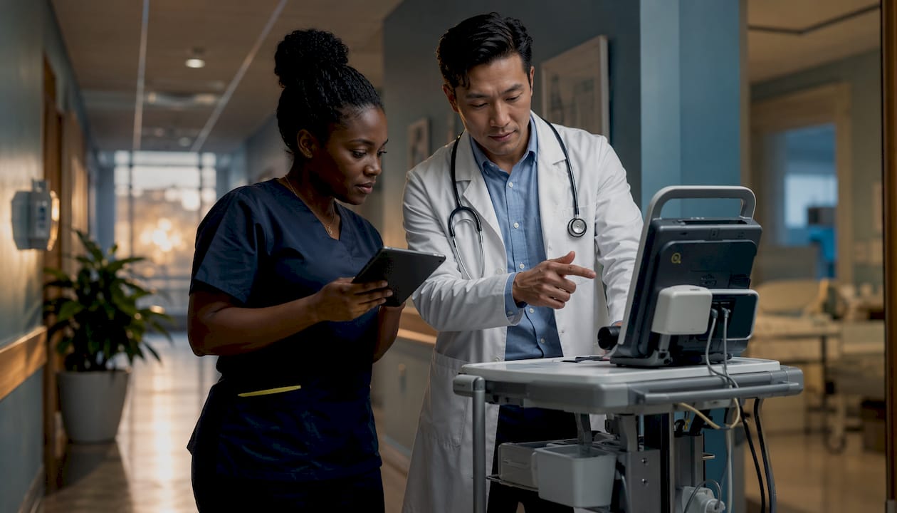 Clinical team reviewing medical device security