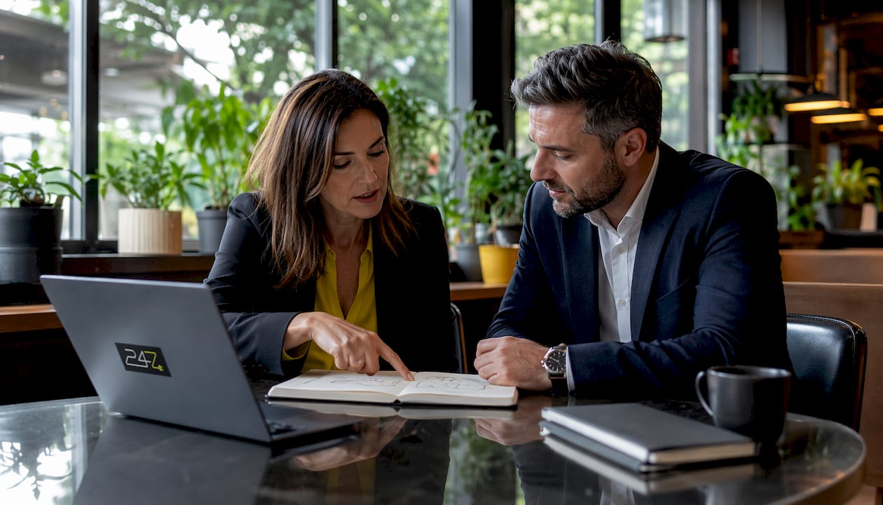 Professionals discussing cybersecurity strategy