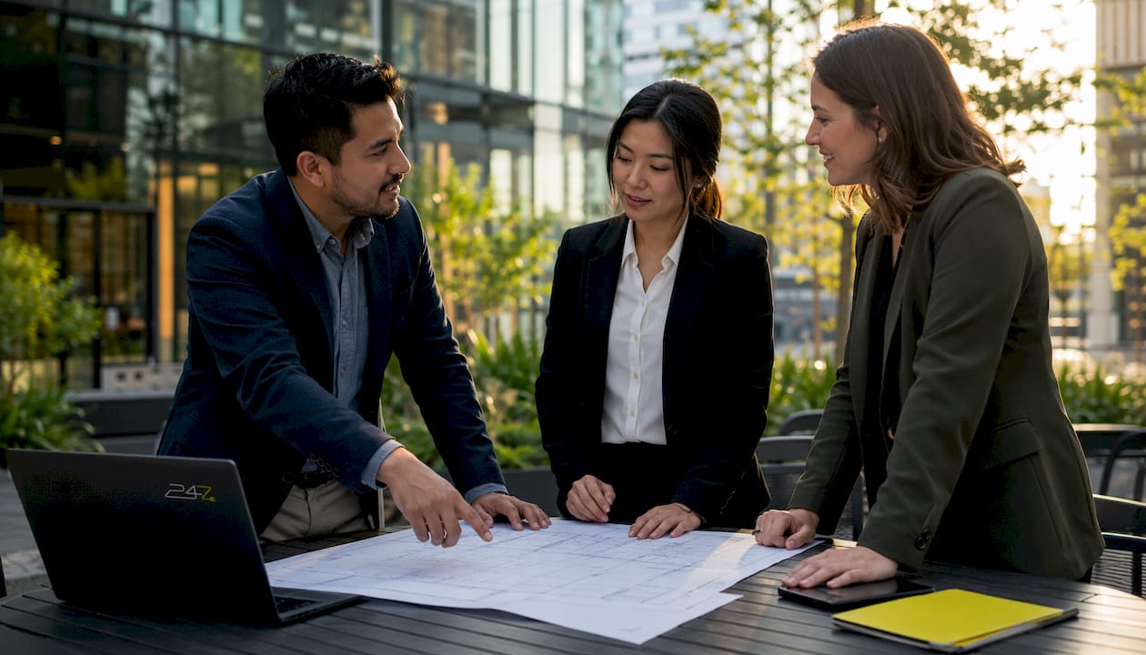 Team discussing real estate cybersecurity threats