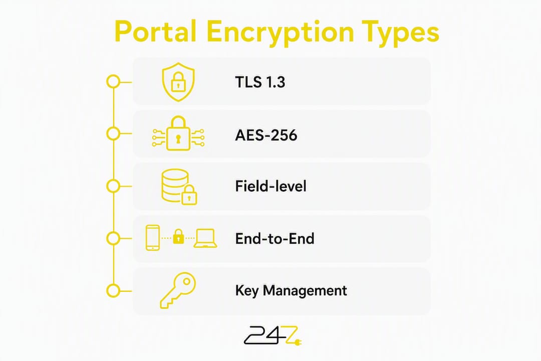 Infographic showing key portal encryption types