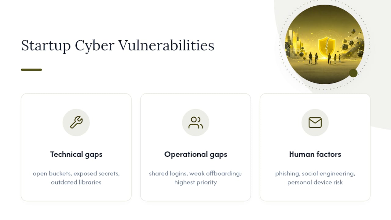 Diagram comparing technical, operational, and human cybersecurity vulnerabilities