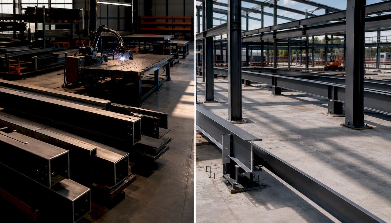 Structural steel fabrication and erection stages